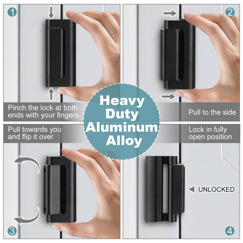2 Pack Door Reinforcement Lock for Home Security Door Lock Child Night Lock Black Door Locks Proof Tamper Resistant Easy to Install Door Latch Device Aluminum Construction Withstand 800 lbs | Childproof Door Lock; Prevent Kick In Entry; Block Outside O...