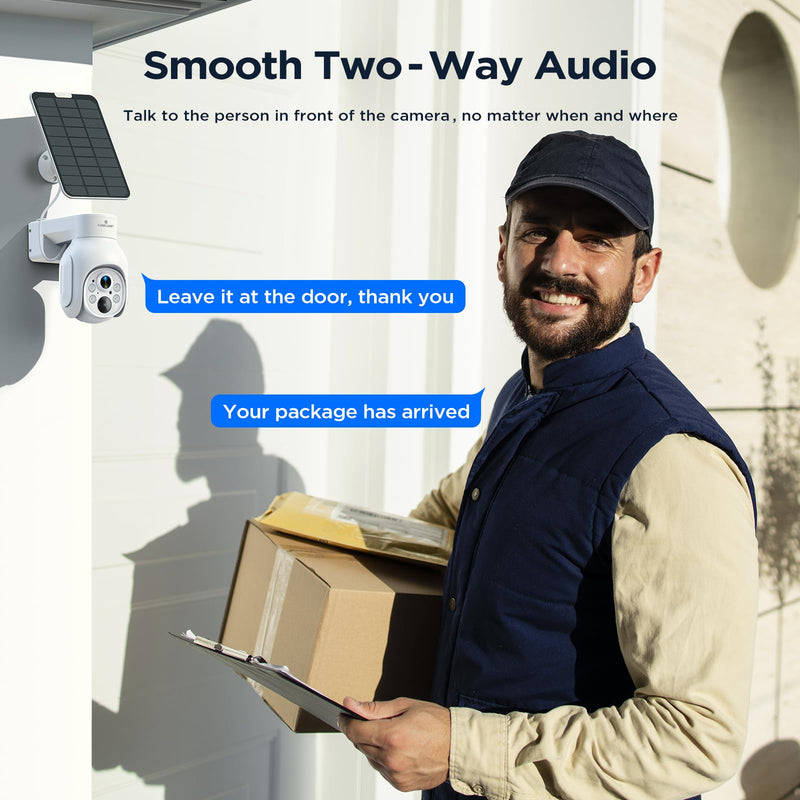 Camcamp 4MP Battery Powered WiFi Camera with Solar Panel, Spotlight, PTZ, 2-Way Audio, Smart Human Detection, Cannot Work Alone, Only Compatible SC23 Solar Security Camera System Add-on Cam