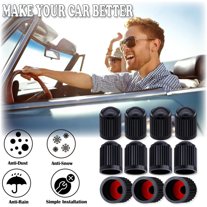 15PCS Plastic Tire Valve Stem Caps, Corrosion Resistant, with O Rubber Ring, Airtight Seal Heavy Duty Dustproof Tire Valve Stem Covers for Cars, SUV, Trucks, Bikes, Motorcycles, Bicycles(Black) 15 pcs Black
