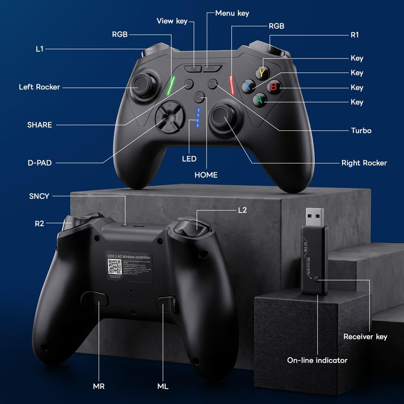Sehawei Wireless Controller for Xbox One/Xbox One S,PC,Macro & Turbo | 2.4 GHz Wireless Controller Plug and Play, Compatible with Xbox One/Xbox One S/Xbox One X/Xbox series S/Xbox Series X/PC