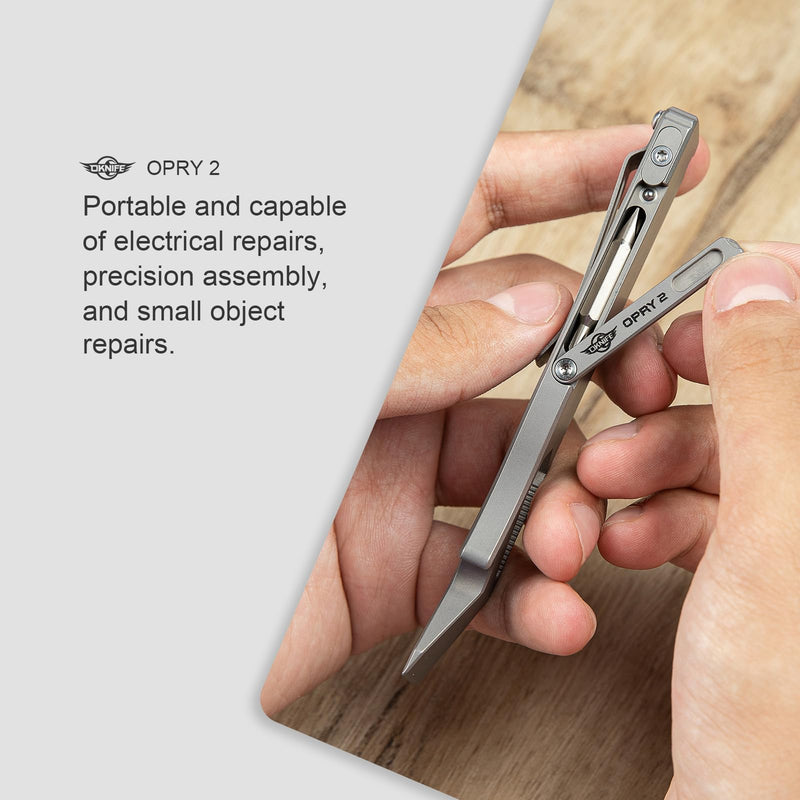 OKNIFE Opry Multitool EDC Titanium Pry Bar Set, Bottle Opener, Nail Puller with Hex Wrench, Screw and Pocket Clip Opry 2