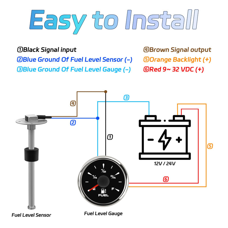 Fuel Sending Unit 0-190 ohms 12"(300mm) Stainless Steel Gas Tank Sensor for Boat Truck RV Car Universal Fuel Level Sender Marine-Grade Corrosion Resistant Water Level Sending Unit 12"(300mm) 0-190 ohms Sender