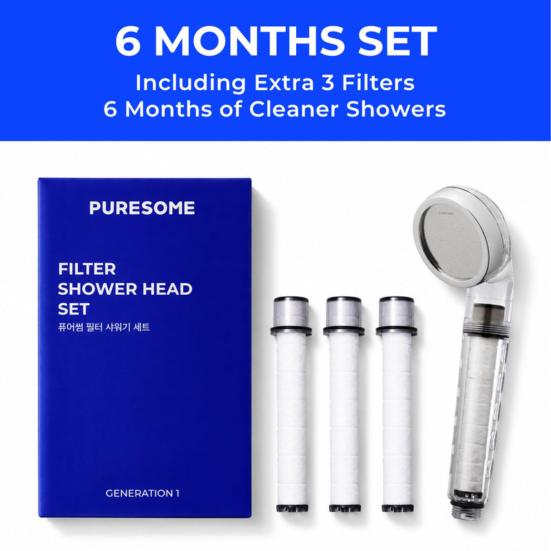 BODYLUV Puresome Filtered Shower Head, Korea's Best Handheld Shower Head with Filter, High Water Pressure, Softer Skin & Hair, Made in Korea, 6-Month Supply (3 Filter Replacements Included) SET 1 Showerhead + 3 replacements