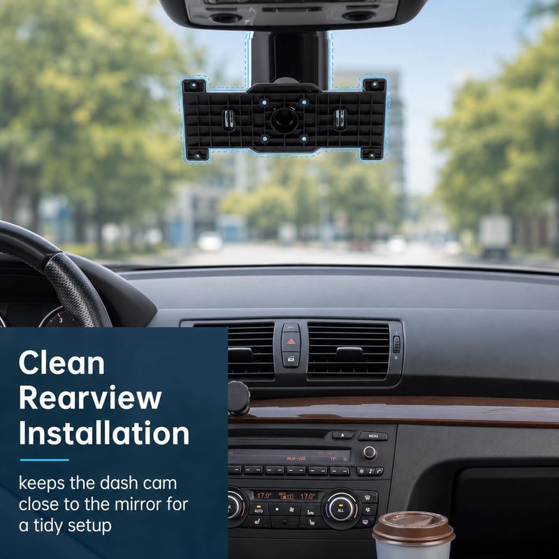 Dash Cam Mirror Mount with Back Plate Panel,for 5.5" to 12" | Rear View Mirror Mounting Kit,Rear View Mirror Camera Mount,Universal Rearview Mirror Mount,Anti Shake OEM Look Replacement