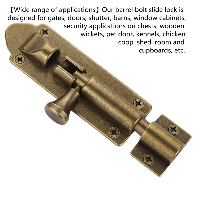 Barrel Bolt Latch Heavy Duty Large barn Door Locks Antique Brass Door Latch Security Sliding Slide Latch Lock Oil Rubbed Bronze(5.0inch) 5.0inch
