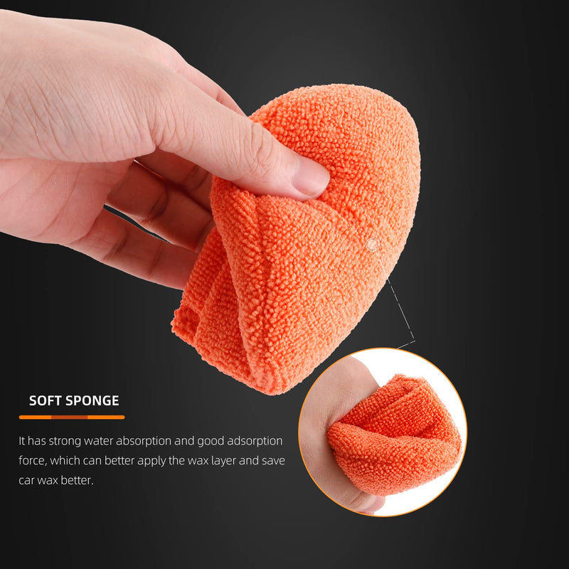 SPTA Microfiber applicator pad, Microfiber Sponge, 10Pcs Ultra-Soft Microfiber Wax Applicator Pads, Cleaning Pads with Finger Pocket Wax Applicator for Applying Wax, Sealants
