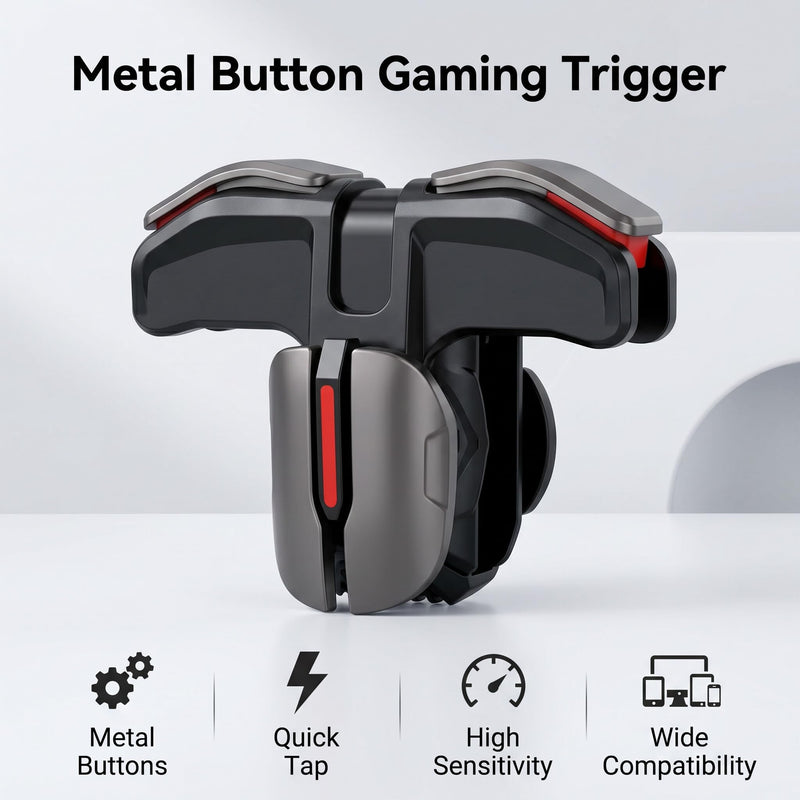 SUNGOOYUE Mobile Game Trigger, 6 Finger Operation with Fast Continuous Tap Function, Durable Metal Buttons for iOS Cellphone, Compatible with G21G22 G5G7