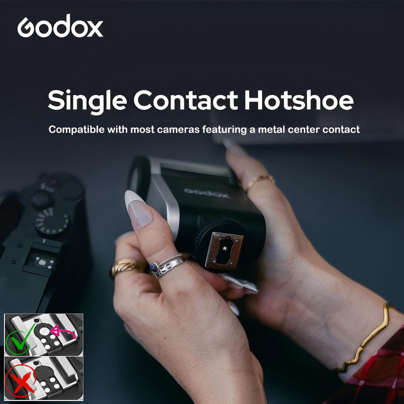 Godox iA32 Mini Automatic Flash for Canon Nikon Sony Fuji Cameras | GN15 Flash Output, Auto and Manual Modes, 8 Power Levels, 2.5s Recycling Time, 490 Flashes, Compact On-Camera Flash Design