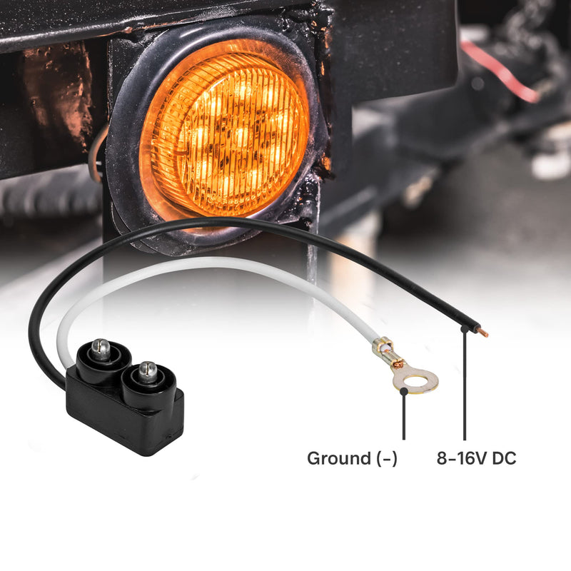 TRUE MODS 2pc 2" 12V Amber Round LED Clearance Side Marker Lights [DOT FMVSS 108] [SAE P2] [Reflector Lens] [Grommet & Plugs] [Flush-Mount] [Waterproof IP67] for Boat Trailer Semi Truck RV Peterbilt 2 Pack