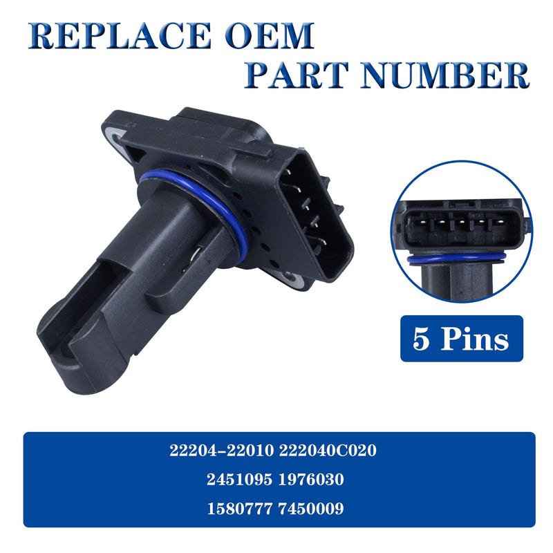 Mass Air Flow Sensor Meter MAF Compatible with 99-09 Toyota Camry 2.4L; 99-01 Avalon; 99-09 Tacoma 3.4L; 00-09 4Runner 3.4L; 03-08 Corolla; 99-03 Lexus ES300 3.0L & More Replace OE 22204-22010