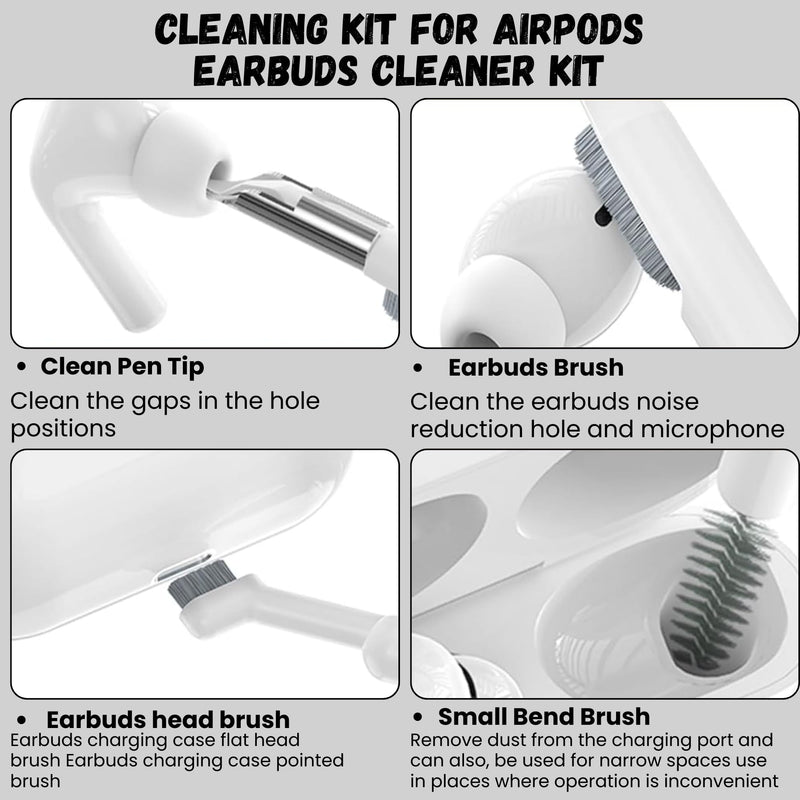 32-in-1 Electronics Cleaning Kit - Keyboard, Phone, Computer & Laptop Cleaner Kit - Compatible for MacBook, AirPods & iPhone Charger Port Cleaning Tool - Tech Gadget Cleaner - White
