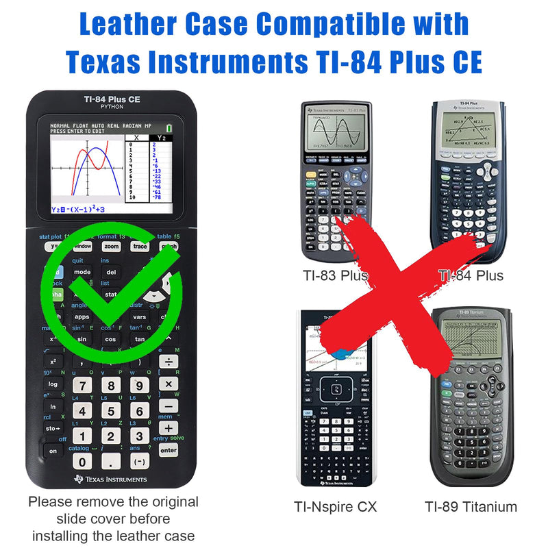 YouKnow PU Leather Protective Case for Texas Instruments TI-84 Plus CE Color Graphing Calculator with ID Card Slot (Only Case) (Blue) Blue