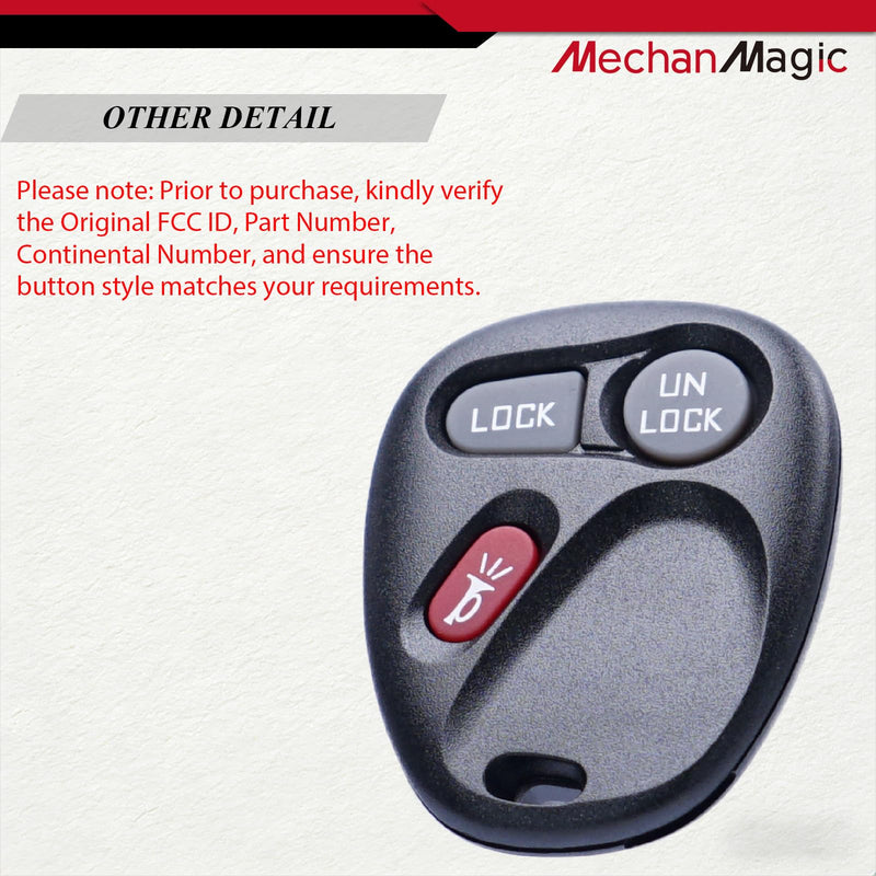KOBLEAR1XT Key Fob Fits for Chevy Silverado Suburban Tahoe Avalanche SSR S10 GMC Sierra Yukon 2001 2002 2003 Keyless Entry Remote Control Replacement 15042968 3 Button (Set of 2)