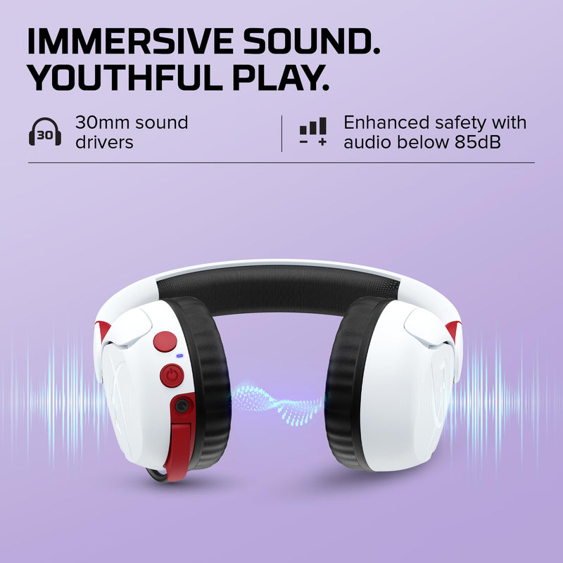 Cloud Mini Kids Wireless (White) | Volume limit 85dB, 25h battery, for PC/Switch/PS/Chromebook/Xbox/Mobile, White
