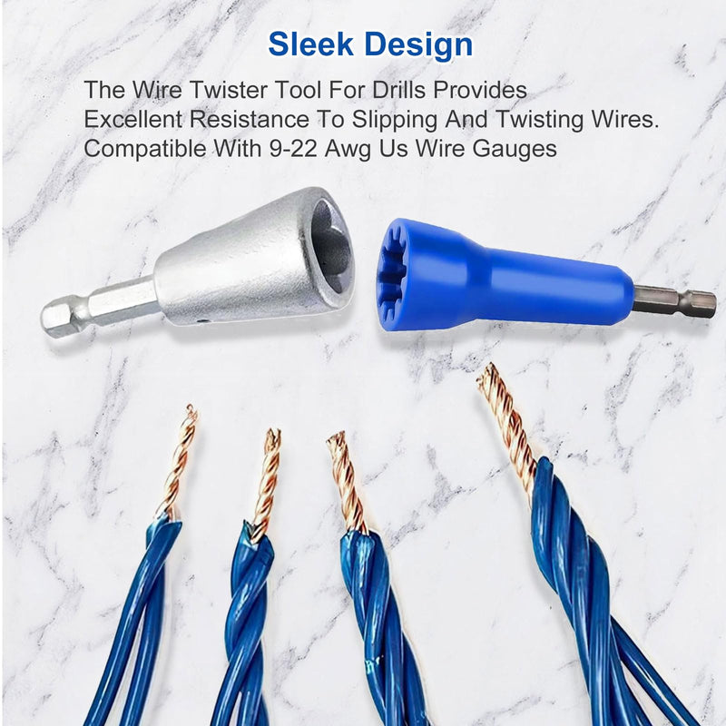 9Pcs Wire Twister Tool for Drill,YIHANGYE Wire Stripper for Drill,for 6-8-10-12-14 Gauge Electric Wire Stripper,Drill Wire Twister With 2Pcs Metal and Plasticwire Twisting ToolWire Connectors Nuts 9pcs