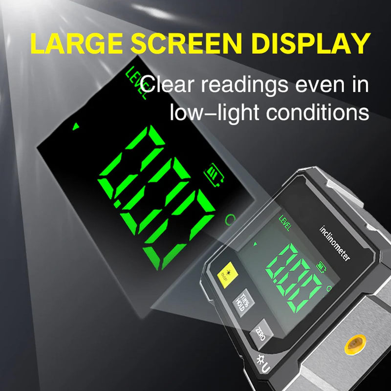 Digital Angle Finder with Electronic Laser & 4-Side Magnetic Base - Electronic Inclinometer with LED Display Cube Inclinometer, Table Saw Miter Protractor, Woodworking Measuring Tool, Level Box