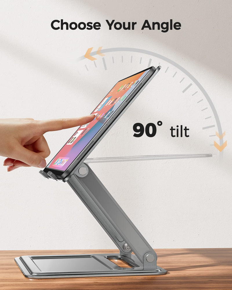 LORYERGO Adjustable Laptop Stand, Portable for 17.3inch Laptops, Holds Up to 17.6lbs, Ergonomic Posture & Heat Dissipation - Gray Grey