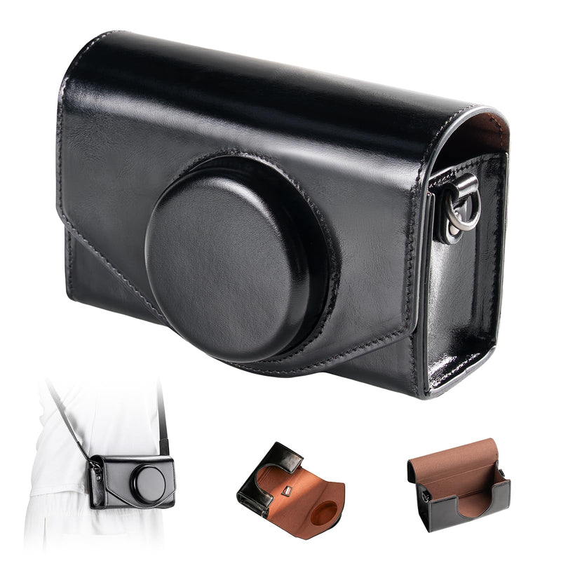 SmallRig Leather Case Bag for FUJIFILM X-E5 / X100VI, for Ricoh GR IV/GR III, Carrying Case with Magnetic Closure, Protective Pouch, Compact Storage Bag, Crossbody Bag, Shoulder Strap, Black- 5987