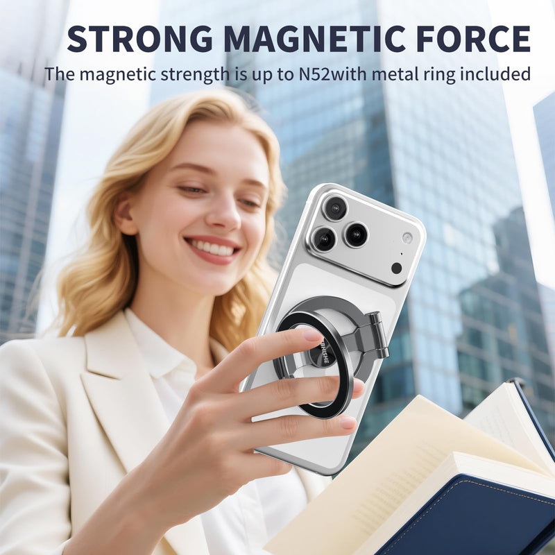 Magnetic Phone Ring for MagSafe Grip [Phone Holder] [Dual-Sided Magnetic] [Magnet Phone Stand Grip Compatible with Car Mounts] Mag Safe Accessory for iPhone 17/16/15/14/13 Pro Max Plus, Grey