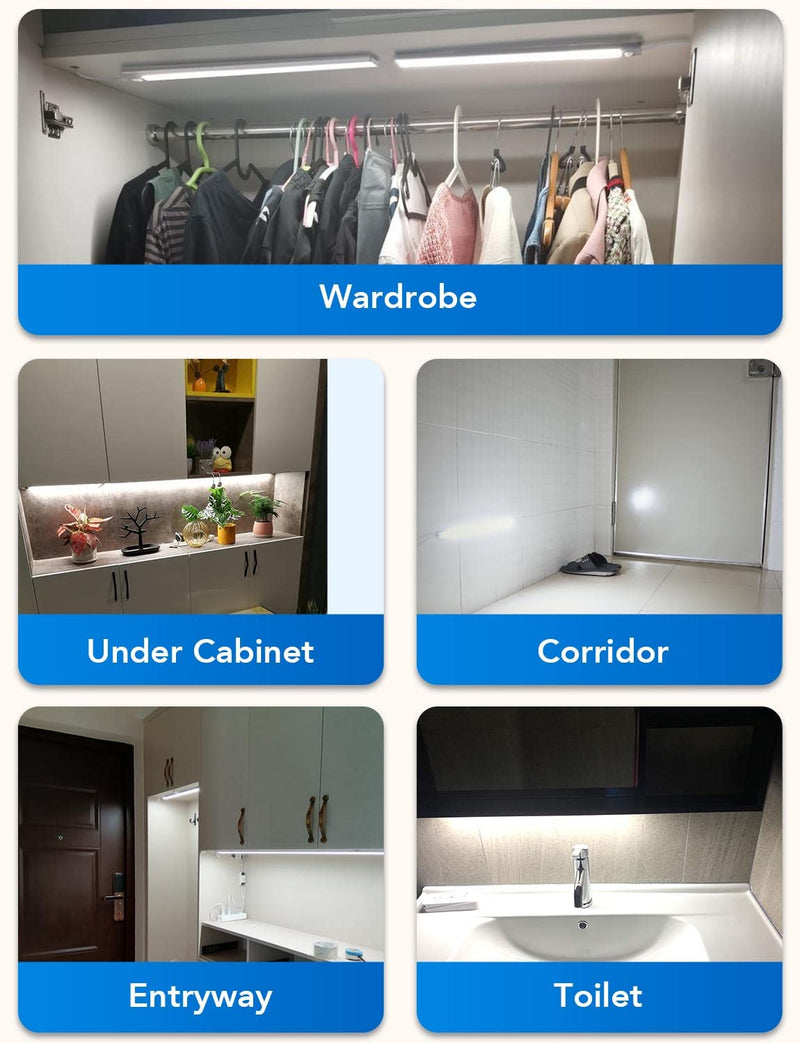 Motion Sensor Under Cabinet Lighting Indoor Plug in, 16" 12V LED Under Counter Lights Super Bright Magnetic for Kitchen/Hallway/Toilet/Garage/Closet(Cold White/6000K, 3 Pack) Cool White/6000K 3 Pcs