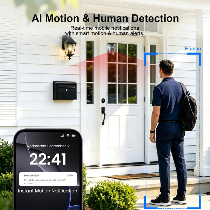 2K Wireless Window Camera with 45-Day Battery, 2.4/5G WiFi, 6s Pre-Roll | 100% Wireless: No Wires, No Outlets, No Drilling. 4MP Color Night Vision & Anti-Glare. Magnetic Mount for Rentals & Homes 1 Large Battery