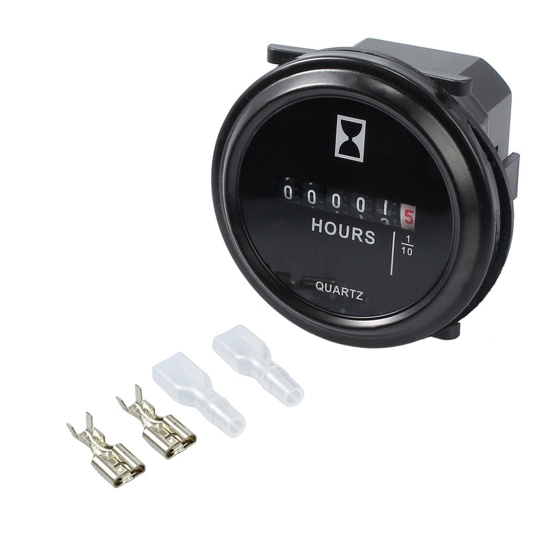 AMTOVL Quartz Hour Meter Round DC 12v 24v 36v 48V 60V 72V Hour Meter Gauge for ATV Boats Marine Motorcycles Snowmobile Lawn Tractors Tracking Engine Hours