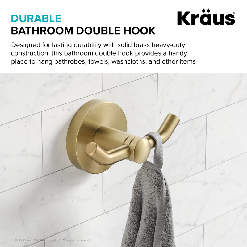 KRAUS Elie Bathroom Robe and Towel Hook in Brushed Gold, KEA-18801BG 3 5/8 Inch