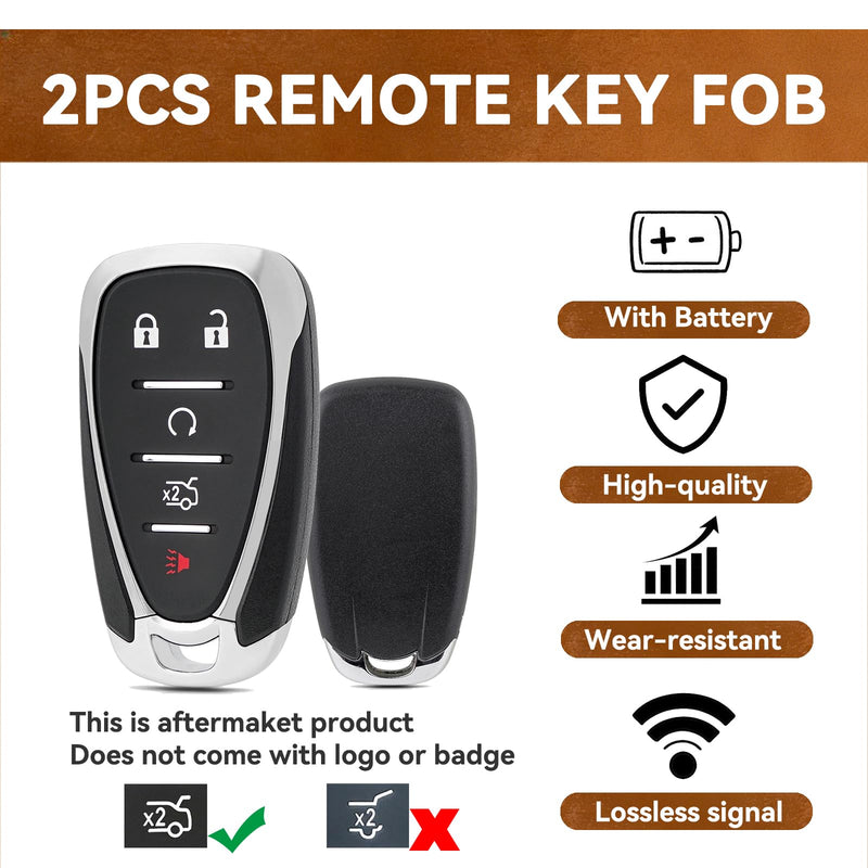 5 Buttons Key Fob Replacement for Chevy Malibu 2016-2021 HYQ4EA | for Chevy Camaro 2016-2020, Cruze 2016-2019, Proximity Smart Keyless Entry Remote, P/N:13529662,13590048 2 Pack