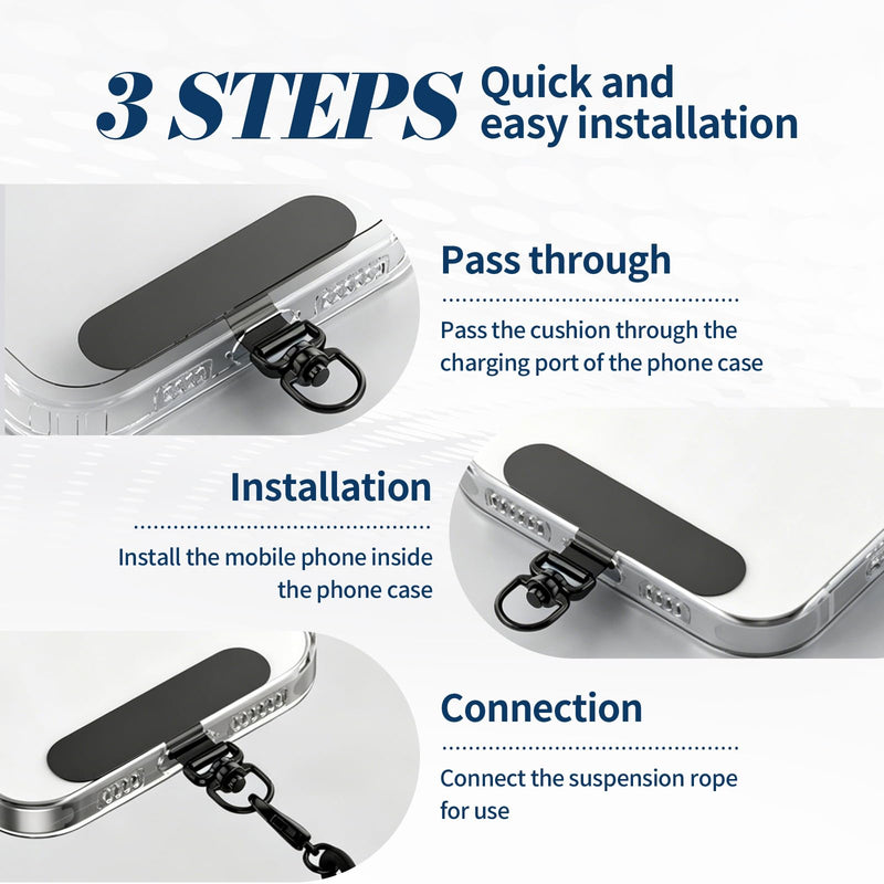 360° Rotating Phone Tether Tab, 4 Pack Ultra Thin Stainless Steel Lanyard Clip 4 Colors
