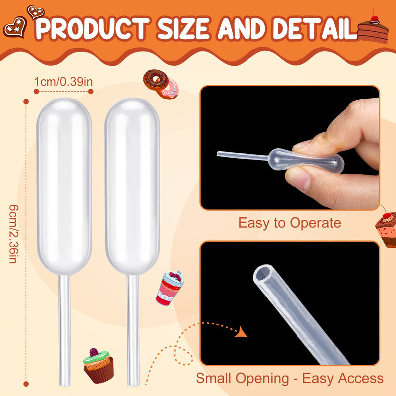 Kingdder 1000 Pcs 4 ml Cupcake Pipettes Clear Plastic Transfer Tubes Liquid Dropper Pipettes Small Disposable Dropper for Cupcakes Chocolate Dessert Ice Cream