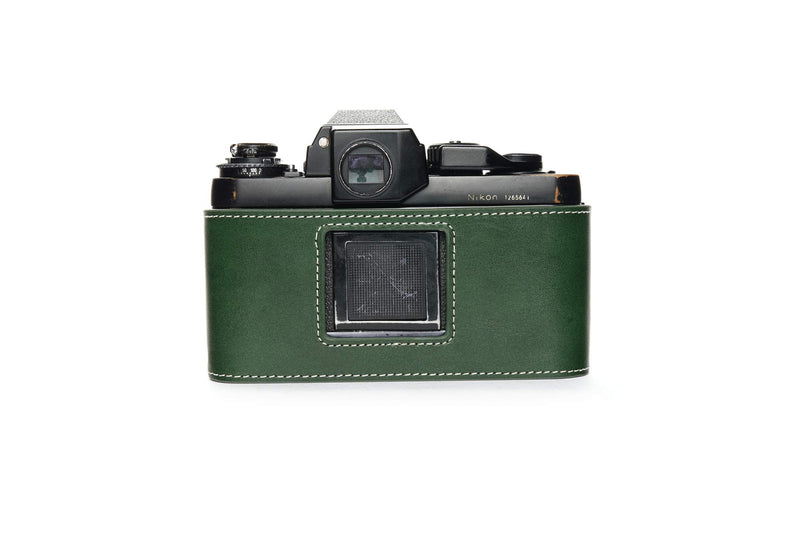 Nikon F3 Case, BolinUS Handmade Genuine Real Leather Half Camera Case Bag Cover for Nikon F3 F3HP F3AF F3T Camera with Hand Strap (Green) Green