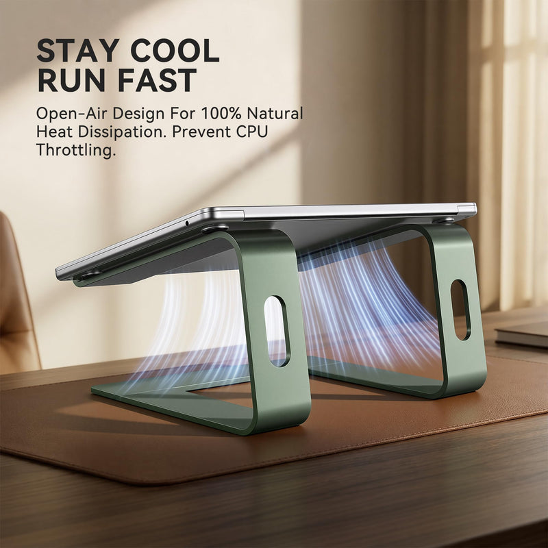SOUNDANCE Laptop Stand, Aluminum Computer Riser, Ergonomic Laptops Elevator for Desk, Metal Holder Compatible with 10 to 15.6 Inches Notebook Computer, Green F-Green For 10 to 15.6 Inches Laptop