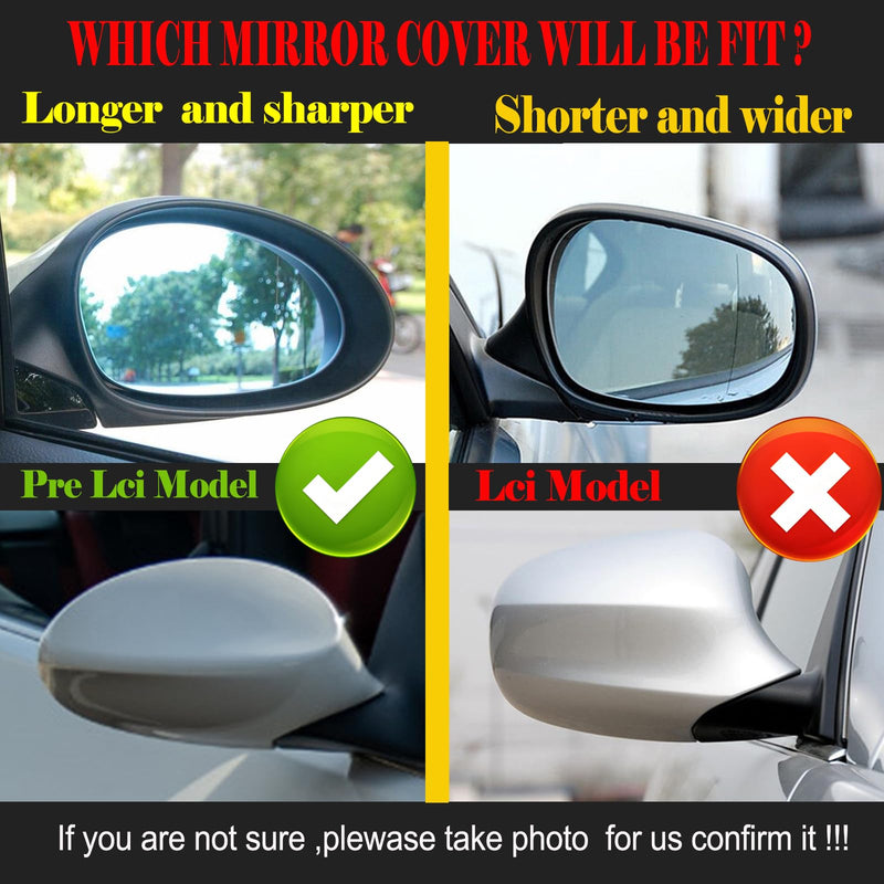Compatible with BMW 2005-2008 E90 E91 / 2006-2009 E92 E93 PRE-LCI Gloss Black M3 Style Side Mirror Cover Cap