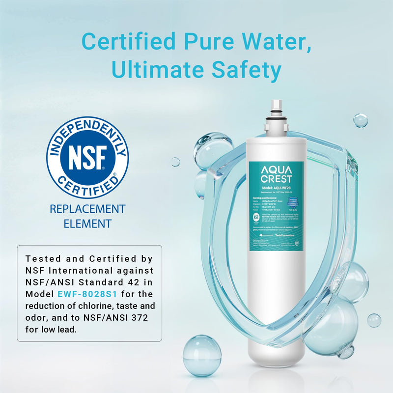 AQUA CREST FQK1R, GXULQR Under Sink Water Filter, Replacement for GE FQK1R, GXULQR, Compatible with GE GXK140TNN and GXULQK systems, NSF/ANSI 42 372, 2K Gallons, Reduces Lead, Chlorine 1