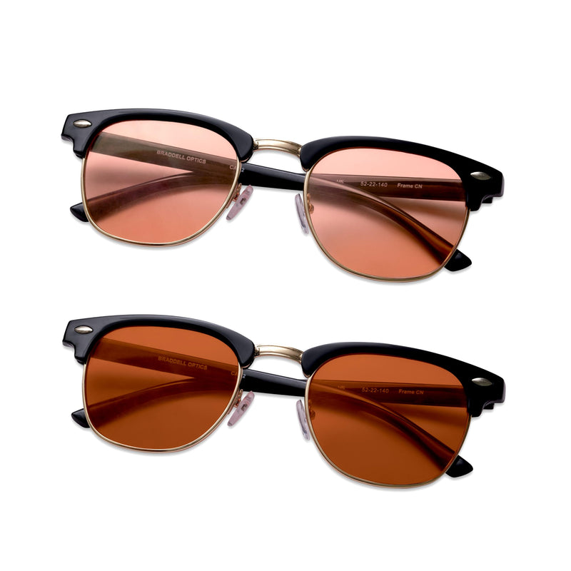 BRADDELL FL-41 Rose & FL-60 Clubmeister Blue Light Glasses for Migraine Light Sensitivity, Fluorescent LED Lighting & Concussion