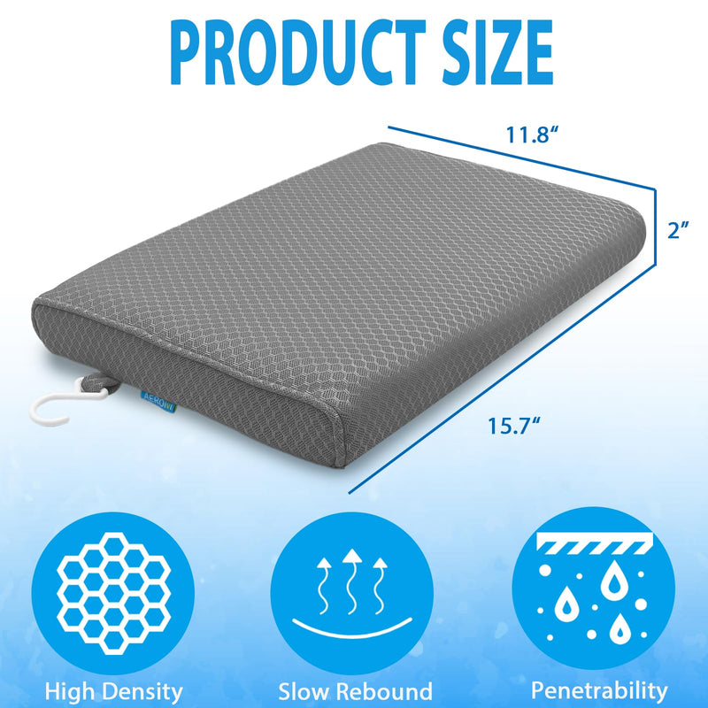 Shower Seat Cushion, Shower Chair Cushion for Transfer Benches in Bathtub, Cushion for Sauna, 3D Mesh Pad with Hook, Slip-Resistant, Design for Elderly, Senior, Handicap Disabled Gray