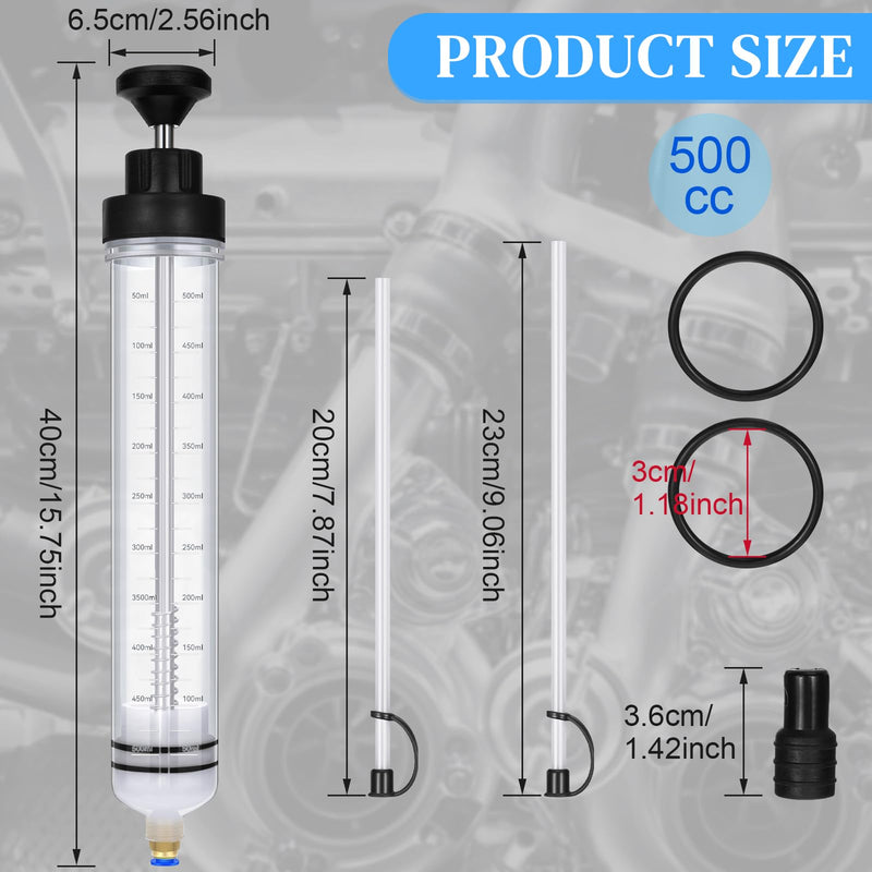 Gisafai 500cc Fluid Extractor Automotive Pump Manual Oil Extractor Pump Syringe for Gasoline Hand Cleaner for Power Steering, Hydraulic Fluid(Black) Black