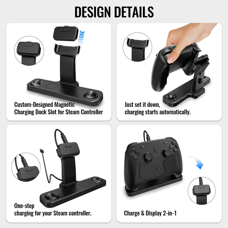 Desktop Charing Stand for Steam Controller 2 (2026) | Steam Controller 2 Holder Base,Cable Management,Puck Support and Anti-Slip Silicone Pad