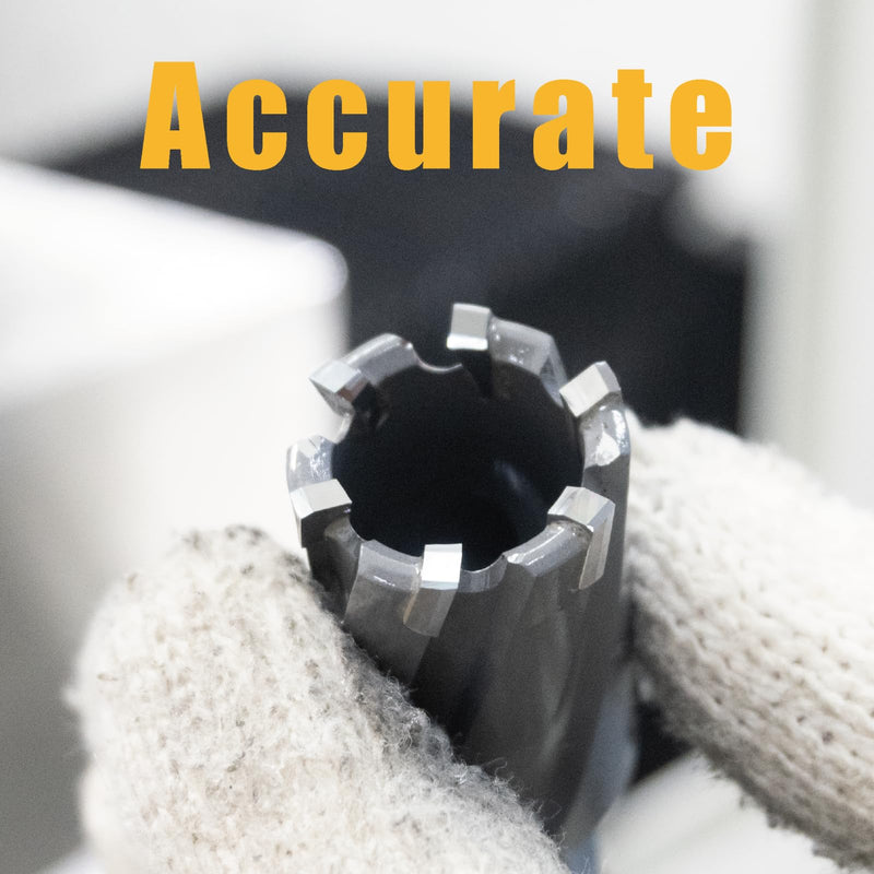 Wind Speed Carbide-Tipped Annular Cutter 1" Diameter x 2" Depth with Weldon Shank, High Precision Mag Drill Bit for Magnetic Drill Press, for Hard Material, Stainless Steel, Cast Iron, CT-500 2" depth (50mm)