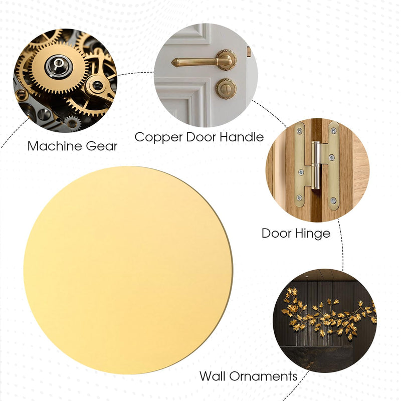 4" Brass Discs, 14Gauge 1.5mm Thickness Brass Round Plate Brass Metal Blanks Circles for Jewelry Making, Crafts, Stamping, DIY (5 Pac) Dia:4" Thickness:14Ga/1.5mm