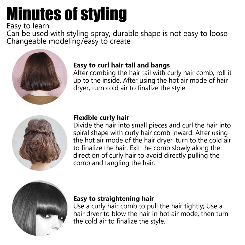 Small Round Brush for Short Hair, Mini Quiff Roller for Women and Men, Bangs Beard Styling Lifting Curling Blow Dry Hair Brush 8.3x1.0in