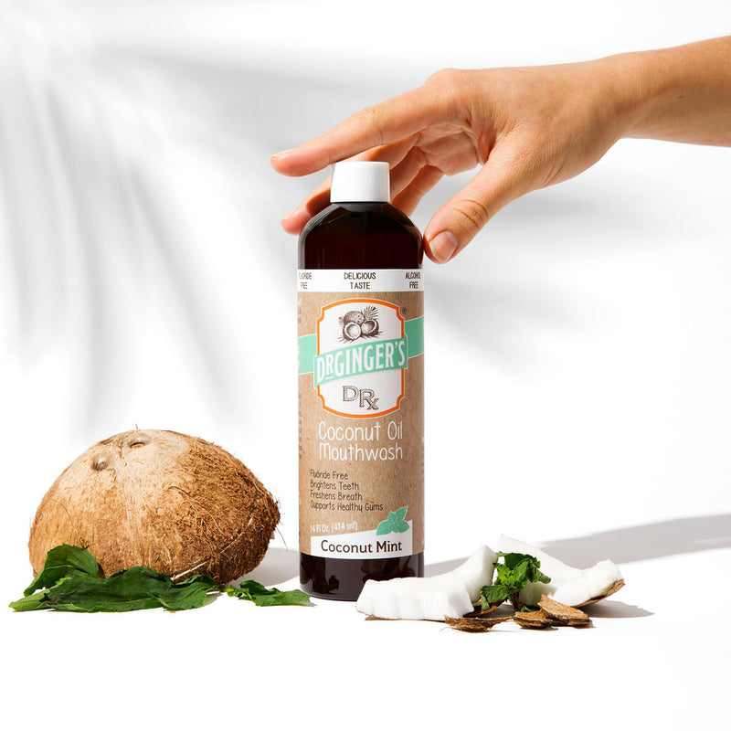 Dr. Ginger's Coconut Oil Mouthwash, Fluoride Free, Alcohol Free & Dye Free, Coconut Mint, Organic Coconut Oil + Xylitol + Aloe, Freshens Breath in 2 Minutes, 14 fl oz, 2 Pack 14 FL Oz (Pack of 2)
