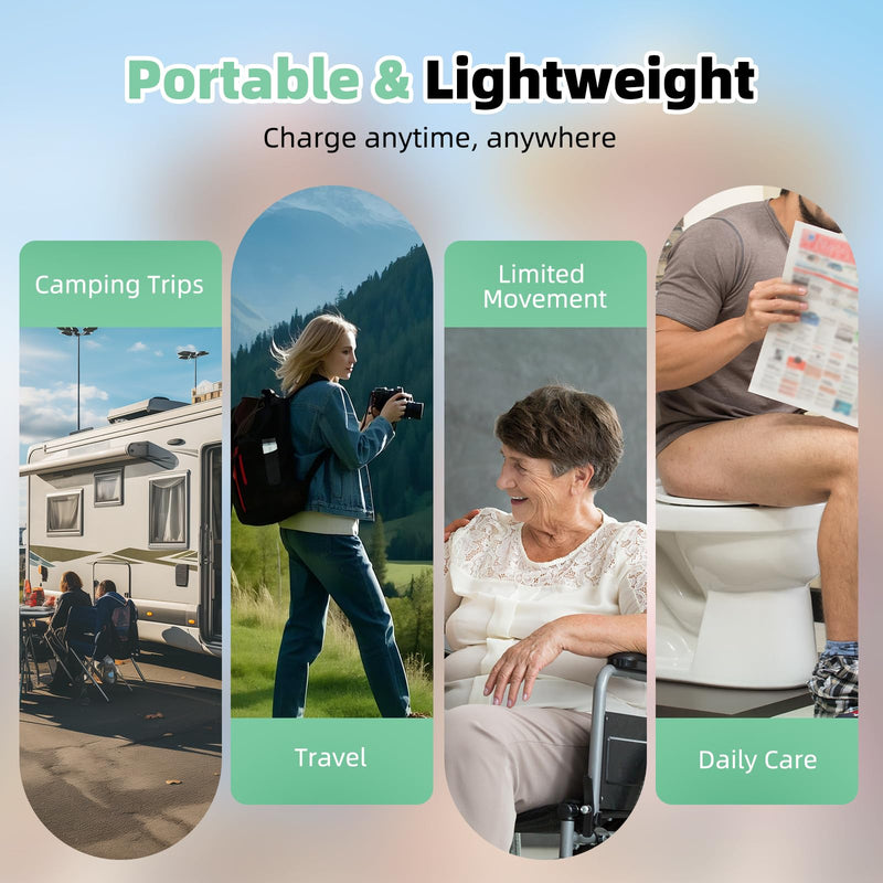 Hibbent Portable Bidet for Travel, High Pressure Handheld Electric Sprayer, Rechargeable Travel Bidet for Women & Men, Personal Hygiene Cleaning, Soothing Postpartum Care, perineal, Green 1 PACK