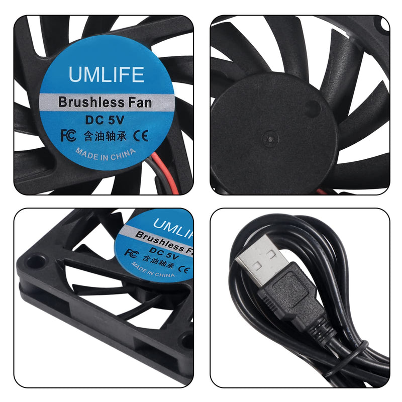 UMLIFE 60mm Fan, 4-Pack 5Volt 0.18A USB 60x60x10mm 6010 Brushless DC Computer CPU Heat Sink Cooling Cooler Fan 60mm x 10mm 6010 5V USB