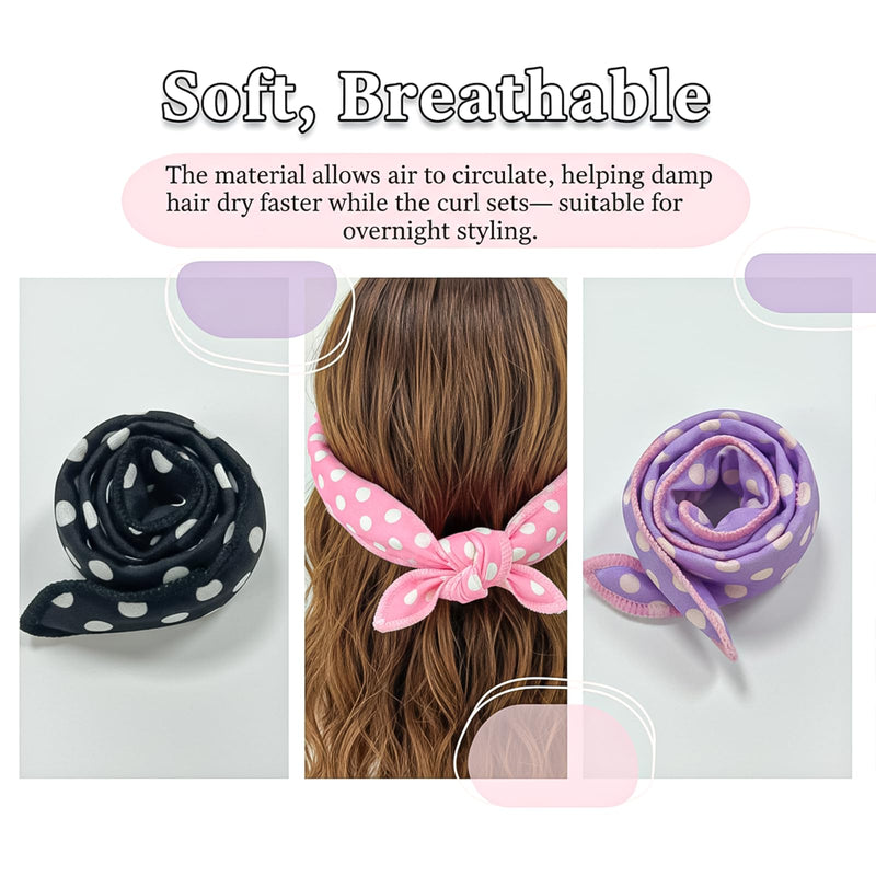 GZYCKJ 12 Pcs Heatless Hair Curlers, Pillow Rollers Sponge Wave Formers Sleep in Curlers Soft Foam for Long Short Hair Polka Dot Pattern