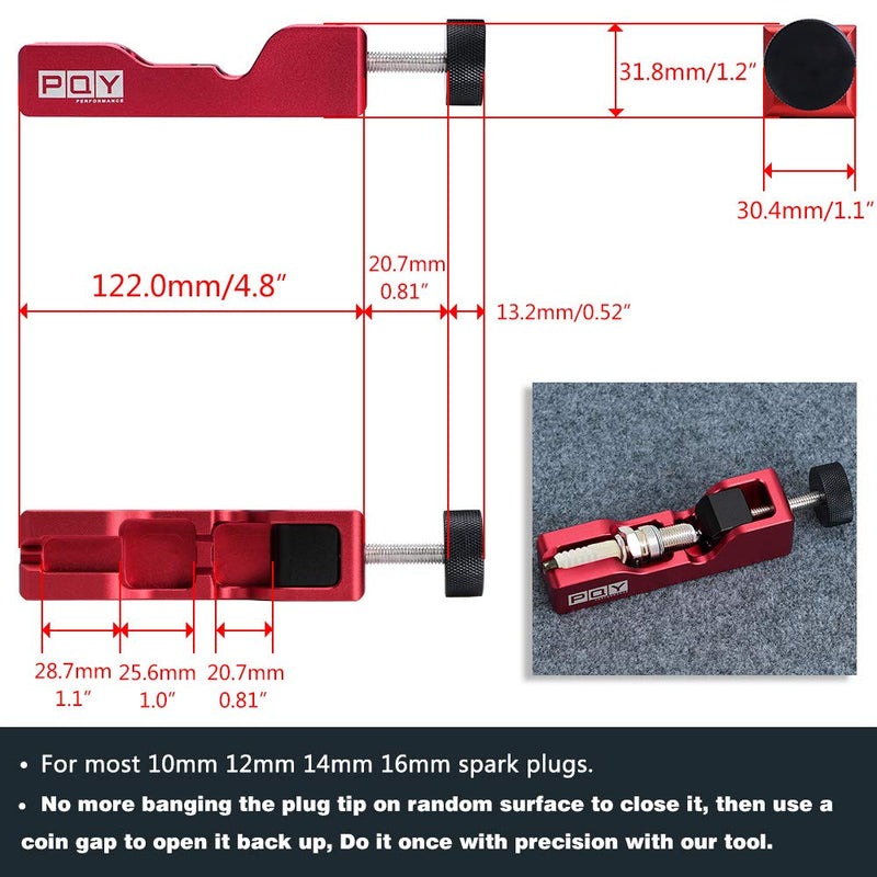 Universal Spark Plug Gap Tool with 32 Blades Steel Feeler Gauge for Most 10mm 12mm 14mm 16mm Spark Plugs Red red+feeler gauge