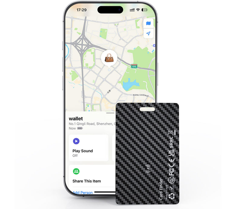Wallet Tracker Card Compatible with Apple Find My (iOS Only) | Ultra-Slim 0.07 inches, Rechargeable Finder, IP68 Waterproof Tracking Card for Wallets, Luggage, Passport, Purse