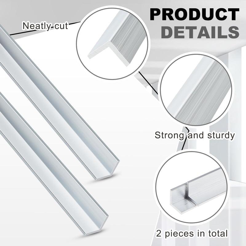Blulu 2 Pcs Aluminum Angle - 6063 Aluminum Angle Stock, Structural & Architectural Use for Frames, Corner Guards, Railings, DIY Projects(36" Long X 1" Wide X 1/16" Thick) 36" Long X 1" Wide X 1/16" Thick