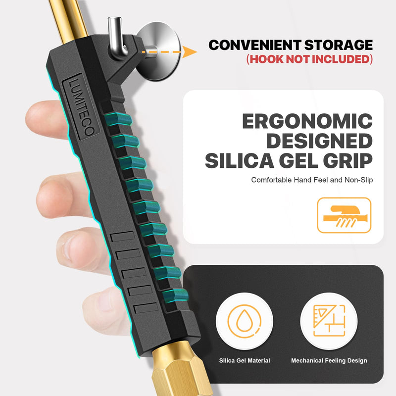2 Pack 12" Extended Reach Dual Head Air Chuck, 2-Way Connection 1/4" FNPT Straight Foot Lock On Tire Inflate Chuck, Tire Chuck w/Quick Plug, Air Compressor Fill Kit for Truck RV Semi Dually Tires