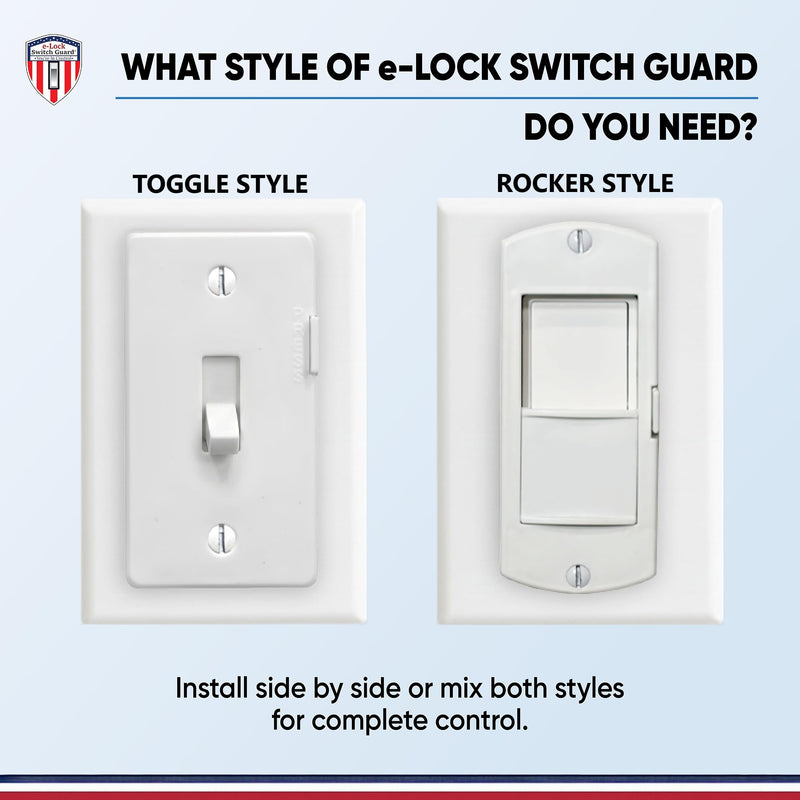 eLock Switch Guard for Toggle Switches | Child Proof Light Switch Lock with ON/OFF Push Button | Made in USA | Protect Devices, TV's, Security Camera, Gas Fireplace | Safety Cover | Ivory | 2 Pack 2 Count